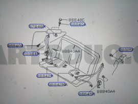Cap-screw belt-assy tongue rear seat Nissan 100NX B13 01307-00601 Used part.