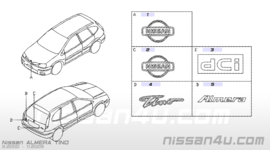 Kofferbakembleem Nissan Almera Tino V10 84890-BU700 Gebruikt