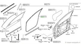 Weatherstrip-front door, left-hand Nissan Qashqai J11 80831-4EA0A Used part.