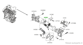 EGR-koeler K9K Nissan 14735-00QAE E11/ F15/ J10/ JJ10/ M20M/ Z12 Gebruikt