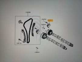 Distributiekettingspanner HRA2DDT Nissan 13070-00Q1M (130706994R) Origineel.