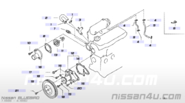 Pulley-fan & water pump CA16D/ CA16DE/ CA16S/ CA18D/ CA18DE/ CA18T/ CA20E/ CA20S Nissan 21051-06E00 B12/ N13/ T12 T72/ U11 Used part.