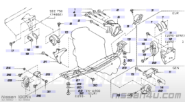 Motorsteun rechts Nissan GTI 11210-58Y21 B13/N14