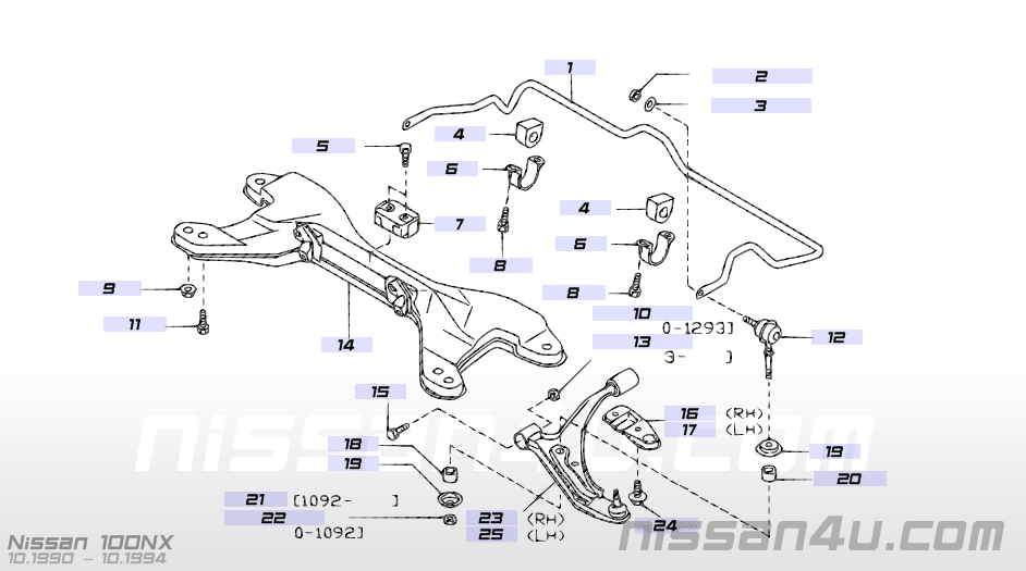 Draagarm rechtsvoor Nissan 54500-52Y15 B13/ N14/ Y10 Nieuw