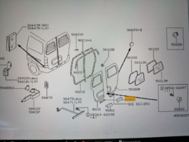 Deurgreep achterdeur rechts Nissan Serena C23 90810-9C500 Origineel.