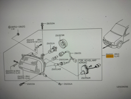Koplamp links Nissan Micra K11 26060-6F620 Gebruikt gerepareerd.