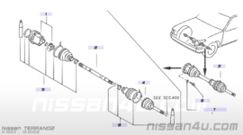 Aandrijfas vooras Nissan Terrano2 R20 39100-0F000