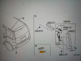 Reflector achterbumper links Nissan Note E11 26565-AW90A (53-09205L) Origineel.