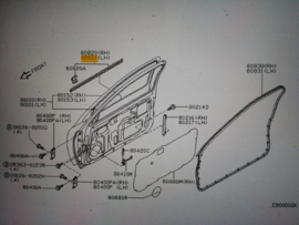 Moulding front door outside, left-hand Nissan Micra K11 80821-4F900 Original.