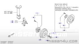 Wielnaafsamenstelling achteras rechts Nissan 100NX B13 43040-50Y00 (20230713) Gebruikt.