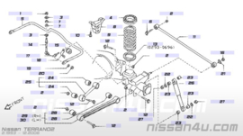 Bevestigingsstang stabilisator achteras Nissan Terrano2 R20 56260-0F001 Nieuw.