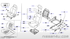 Slide-left-hand seat, outside Nissan Primera P10 87551-90J00 Original.