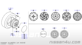 Cap-disc wheel Nissan Almera N16 40315-BM402 heavy curb damage