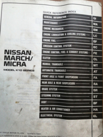 Service manual '' Model K10 series '' SM3E-0K10G0 Nissan Micra K10