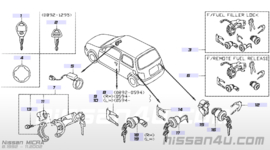 Elektrisch gedeelte contactslot Nissan 48750-70J00 C23/ K11/ P10/ R20 Gebruikt.