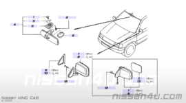 Buitenspiegel links Nissan KIng Cab D22 96302-3S300