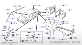 Ventilatierooster links Nissan Bluebird T72 76805-Q9500 Gebruikt.