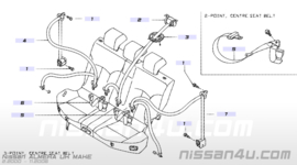 Belt rear seat tongue center Nissan Almera N16 88854-BM405