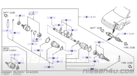 Aandrijfas links CD17 Nissan Sunny Wagon Y10 39101-52Y00