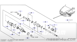 Aandrijfas links QG18DE Nissan Almera N16 39101-4M771