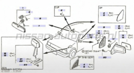 Binnenspiegel Nissan Micra K10 96321-04B00 Iki 8020 Gebruikt.