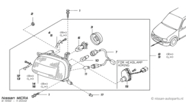 Headlamp assy-right-hand Nissan Micra K11 B6010-5F401 New, including motor.