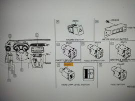 Koplamphoogte afstelschakelaar Nissan Micra K14 25190-5FA0B Gebruikt.
