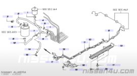 T-stuk slangverbinder samenstelling Nissan Almera N15 GTI