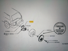 Montagesteun reservewiel Nissan Terrano2 R20 57214-0X003 Gebruikt.