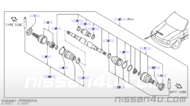 Band-boot, drive shaft Nissan 39242-73J05 K11/ P10/ P11/ WP11