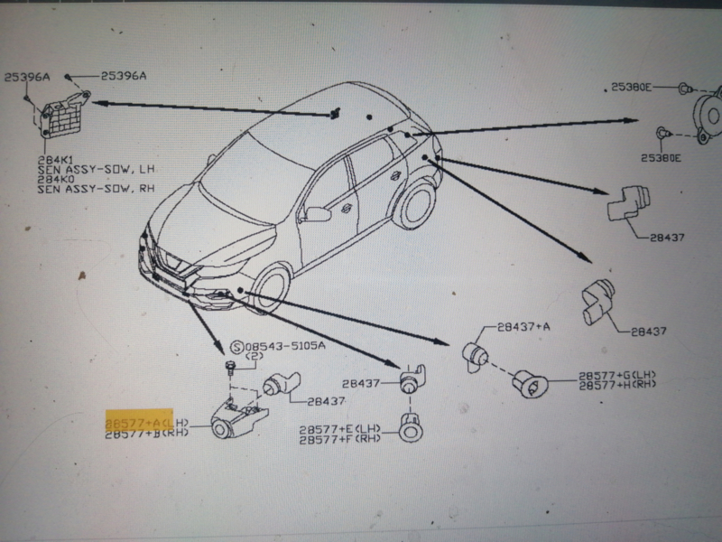 Cover parking sensor front left-hand Nissan Qashqai J11 28533
