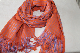Oranje gestreepte Cham etnisch brokaten sjaal