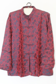 Luxe Zijden Lounge Set – Rood met Verfijnde Bloemenprint