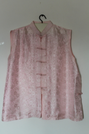 Roze blouse zijde bloemen  zonder mouwen voor  vrouwen maat  XXl