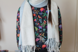 Tweekleurige lichtblauwe cashmere sjaal