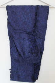 Luxe Zijden Lounge Set- Donker Blauw met Elegante Bloemenprint