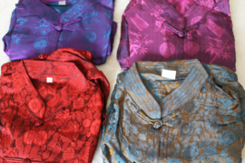 Blouse zijde bloemen  met korte mouwen voor dames en heren