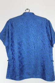 Zijden Lounge Set – Uniseks (Shirt & Broek)donkerblauw, maat Xl