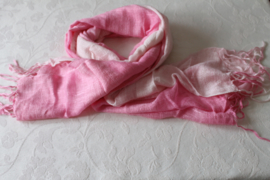 Roze naar lichtroze banen cashmere sjaal