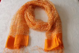 Oranje, witte, doorzichtige zijden sjaal