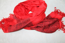 Fuchsiarode en zwarte ritueel design cashmere sjaal