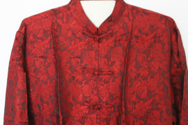 Luxe Zijden Lounge Set- Rood met Elegante Bloemenprint