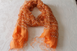 Oranje, witte, doorzichtige zijden sjaal