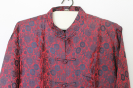 Luxe Zijden Lounge Set – Rood met Verfijnde Bloemenprint