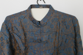 Luxe Zijden Lounge Set-  Grijs met Elegante Bloemenprint 