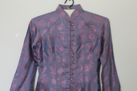 Vietnamese Traditionele Jurk (Áo Dài xe ta truoc) - Blauwe-paarse met Broek - DamesAO DAI 3 manh; paarse Vietnamese traditionele jurk drieparten voor vrouwen