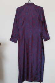 Vietnamese Traditionele Jurk (Áo Dài 3manh) - Blauwe-paarse met Broek - Dames