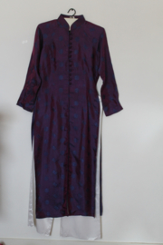 Vietnamese Traditionele Jurk (Áo Dài 3manh) - Blauwe-paarse met Broek - Dames