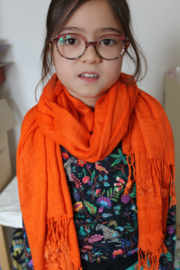 Vrolijke oranje carrot cashmere sjaal