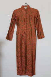 Exclusieve Vietnamese Áo Dài  – Handgemaakte rood-Zijde met Bloesemprint